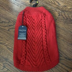 Nautica Pet Red Ribbed Knit Large Dog Vest Sweater